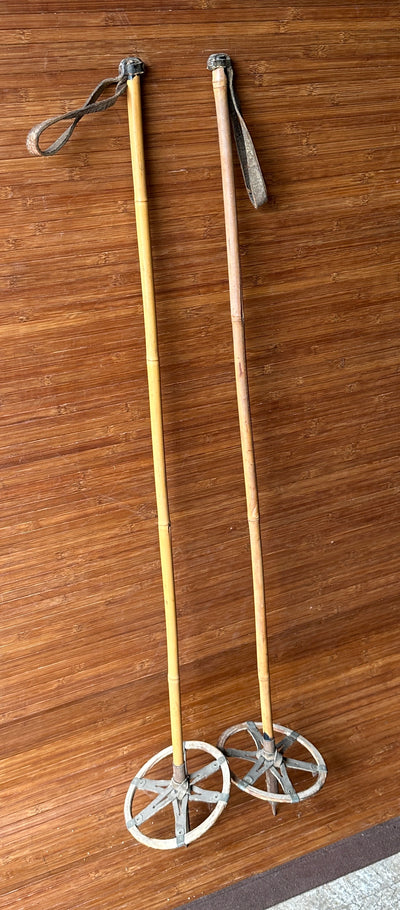 Bamboo Ski Poles - Leather Grips