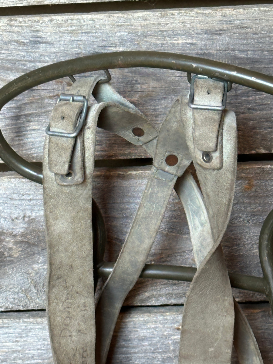 Vintage French Metal Frame Backpack - Green