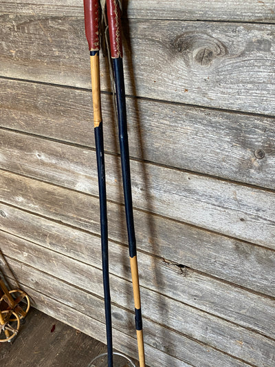 Antique Bamboo Ski Poles with full leather grip