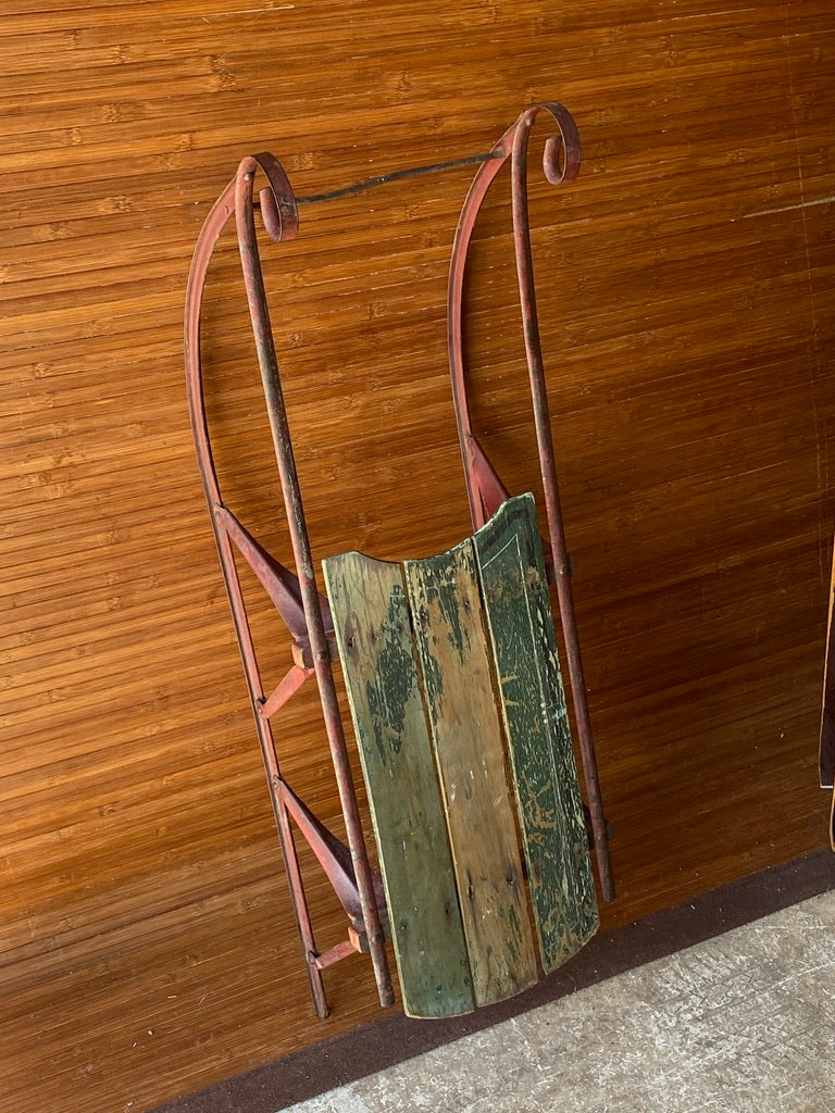 Children’s Vintage Steel and Wood Sled