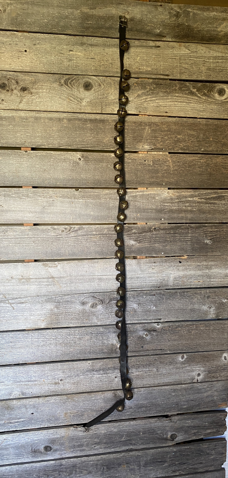 Vintage Sleigh Bells - Strap of 29 Bells on 72" inch Leather Strap