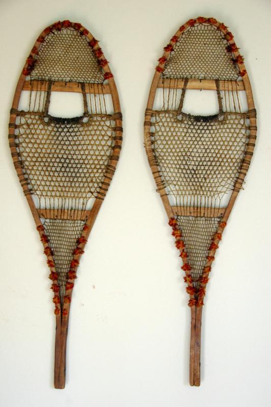 Antique Native American Indian Pom Pom Snowshoes