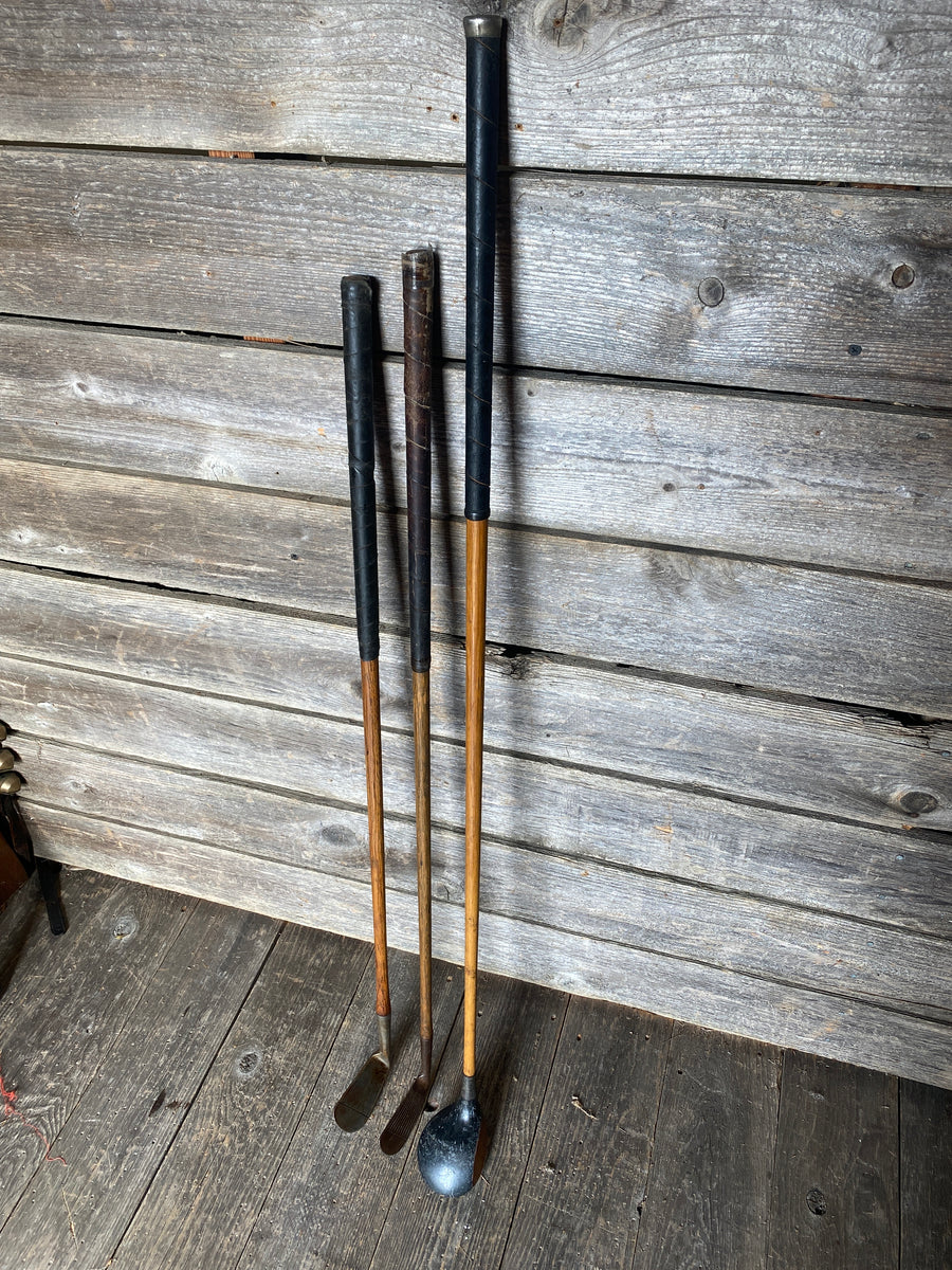 Hickory shafted golf clubs - set of 3
