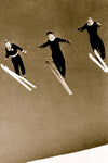 Vintage Ski Photo - Three Skiers Jumping