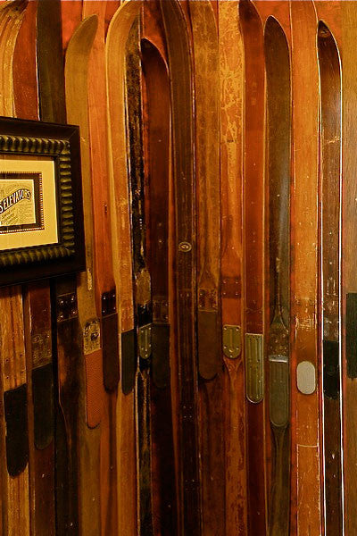 Vintage Wooden Ski Wall