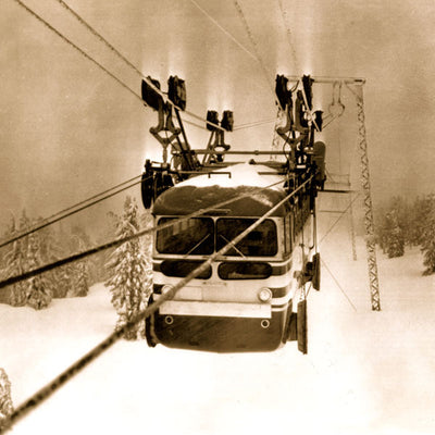 Vintage Ski Photo - Timberline Lodge Skiway Tram