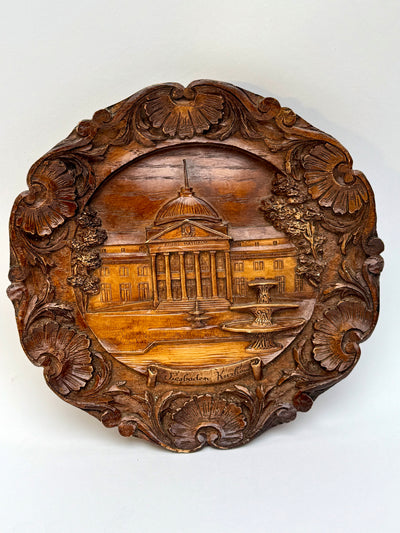 Vintage German hand painted resin carved wall plaque