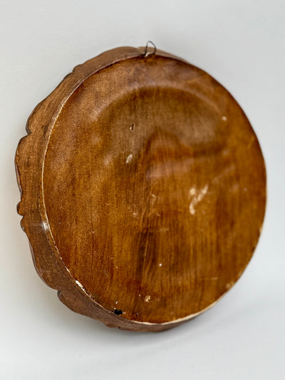 Vintage German hand painted resin carved wall plaque