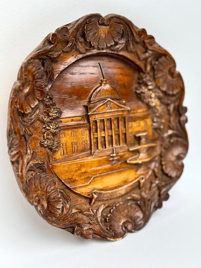 Vintage German hand painted resin carved wall plaque