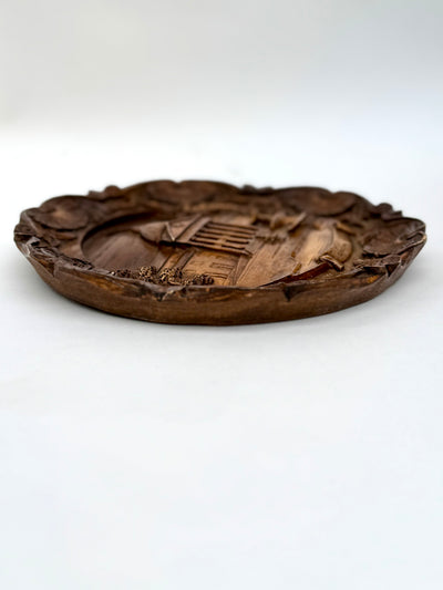 Vintage German hand painted resin carved wall plaque