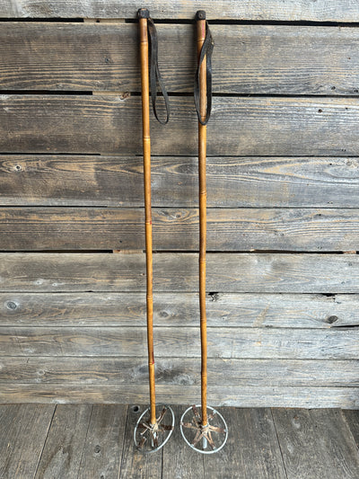 Bamboo Ski Poles with metal baskets