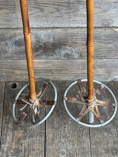 Bamboo Ski Poles with metal baskets