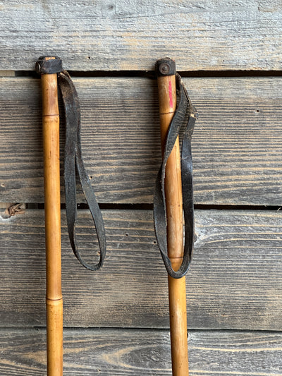 Bamboo Ski Poles with metal baskets