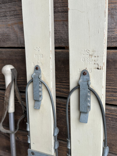 Vintage 10th Mountain Division Downhill Skis with Poles