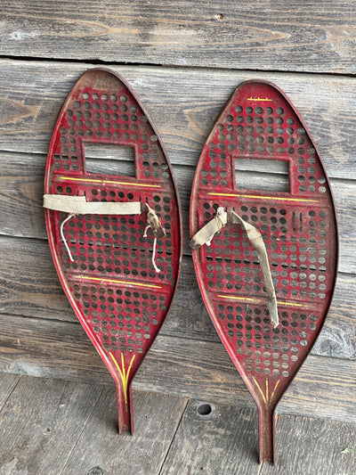 Vintage Metal Snowshoes - White