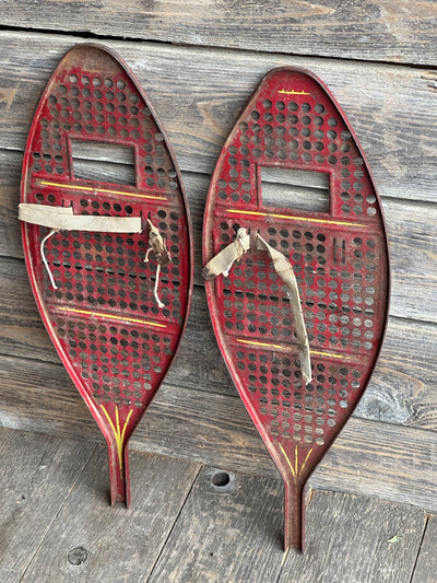 Vintage Metal Snowshoes - White