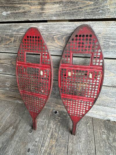 Vintage Metal Snowshoes - White