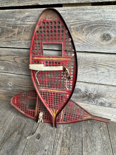 Vintage Metal Snowshoes - White