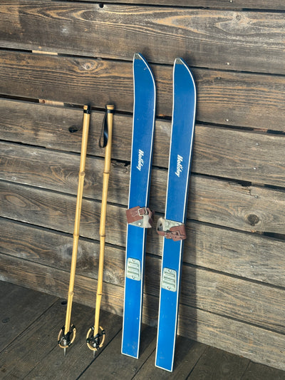 Vintage Junior Skis and Poles Set - Holiday