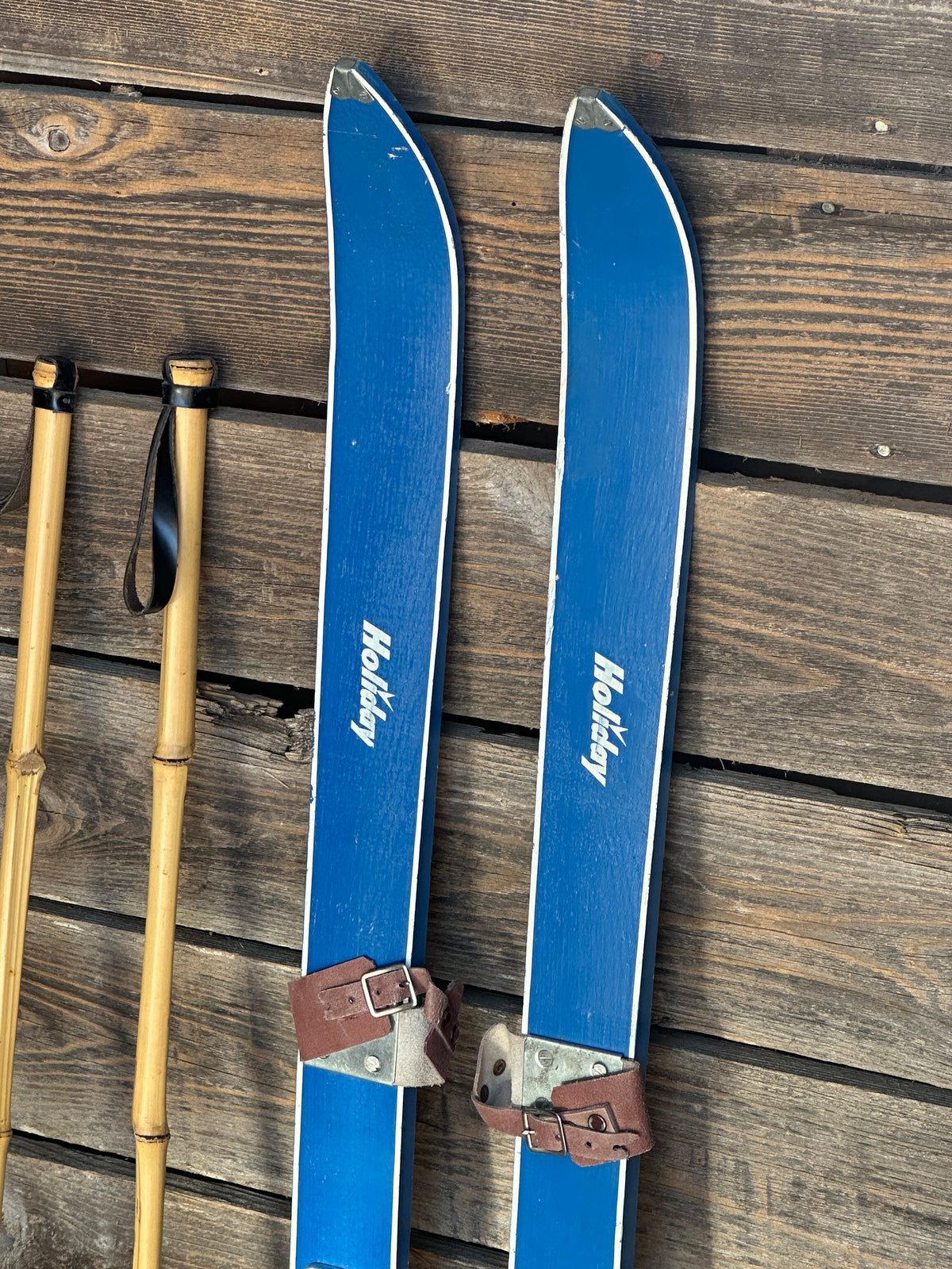 Vintage Junior Skis and Poles Set - Holiday