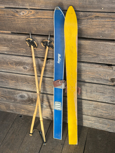 Vintage Junior Skis and Poles Set - Holiday