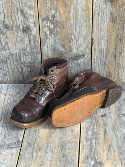 Vintage Brown Leather Ski Boots