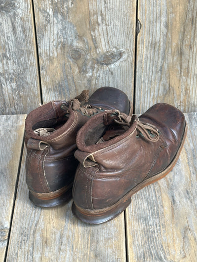Vintage Brown Leather Ski Boots