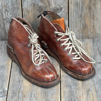 Leather Ski Boots - Vintage Brown Lace Up