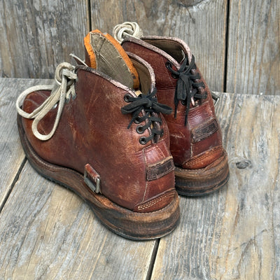 Leather Ski Boots - Vintage Brown Lace Up