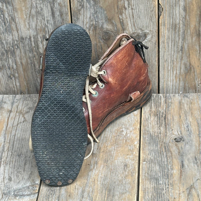 Leather Ski Boots - Vintage Brown Lace Up