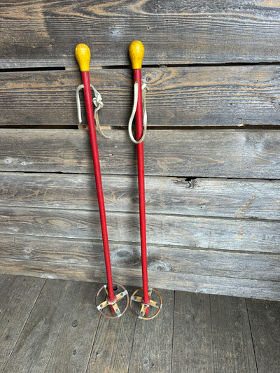 Vintage - Childrens Ski Poles RED