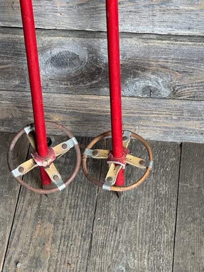 Vintage - Childrens Ski Poles RED