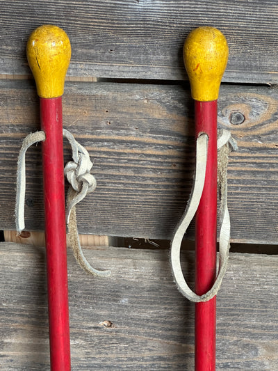 Vintage - Childrens Ski Poles RED