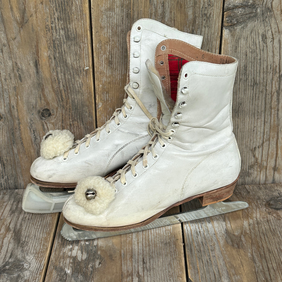 Vintage White Leather Women's Figure Skates