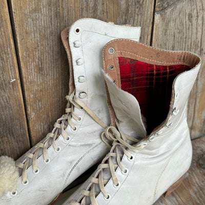Vintage White Leather Women's Figure Skates