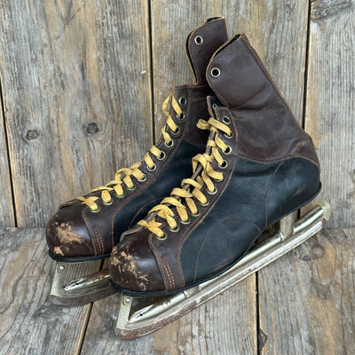 Vintage Leather Mens Ice Hockey Skates - Silver Arrow
