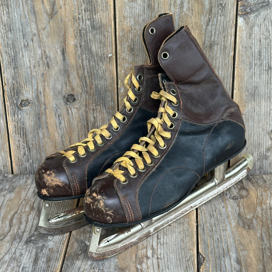 Vintage Leather Mens Ice Hockey Skates - Silver Arrow