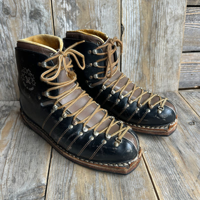Vintage Leather Ski Boots - Lace Up