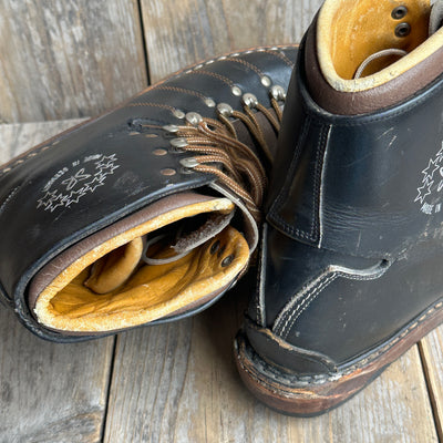Vintage Leather Ski Boots - Lace Up