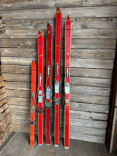 Vintage Red Skis - Group