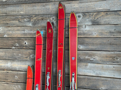 Vintage Red Skis - Group