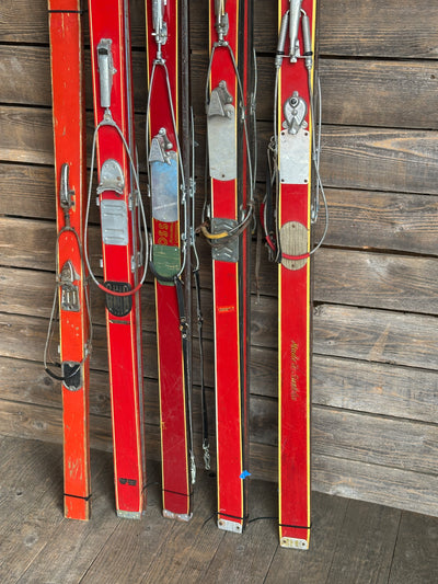 Vintage Red Skis - Group