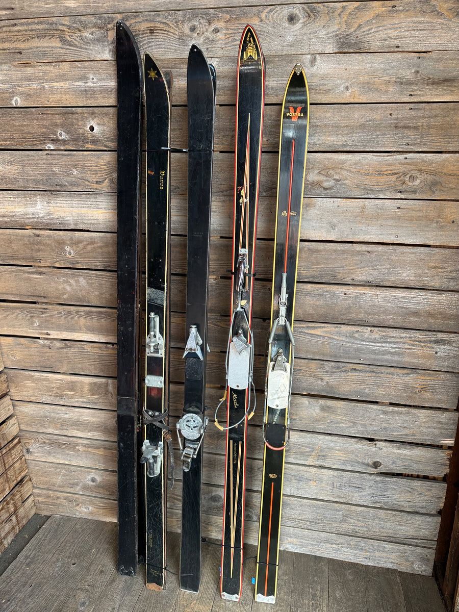 Group of Vintage Black Skis