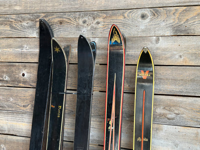 Group of Vintage Black Skis