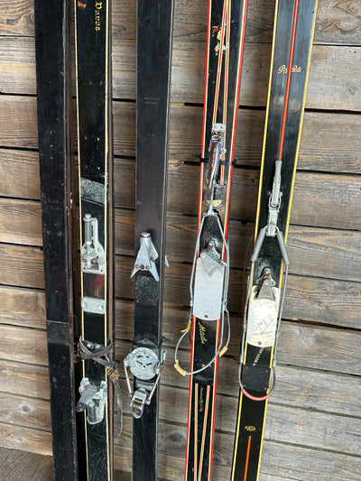 Group of Vintage Black Skis
