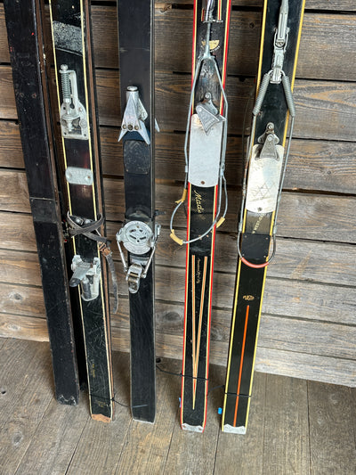 Group of Vintage Black Skis