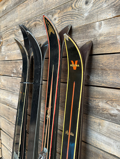 Group of Vintage Black Skis
