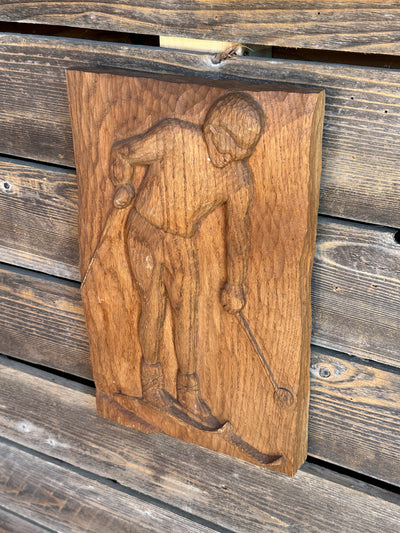 Bas Relief Downhill Skier Carvings (Set of 4)