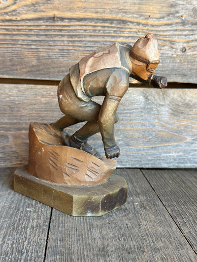 Carved Downhill Racing Skier Figure