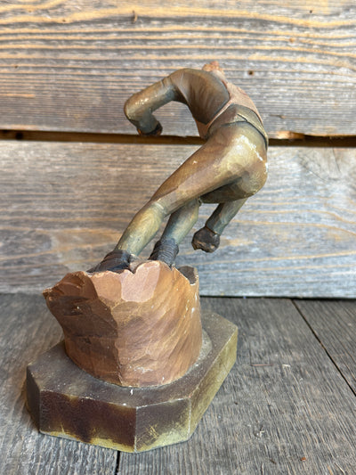 Carved Downhill Racing Skier Figure